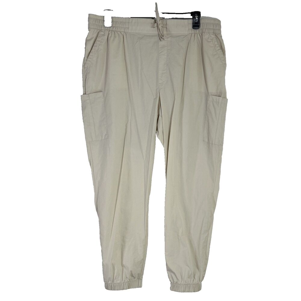 Old Navy Pants Women XL Ivory Off White Elastic Waist Pockets Jogger Stretch NWT